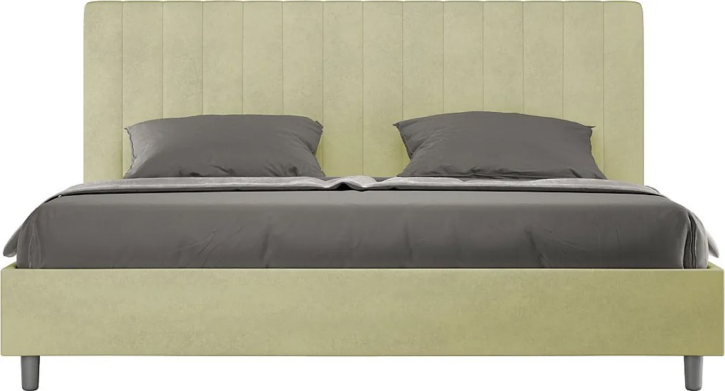 Łóżko wyposażone w stelaż z listwami z pojemnikiem tapicerowane 180x190 microfibra szary Agueda