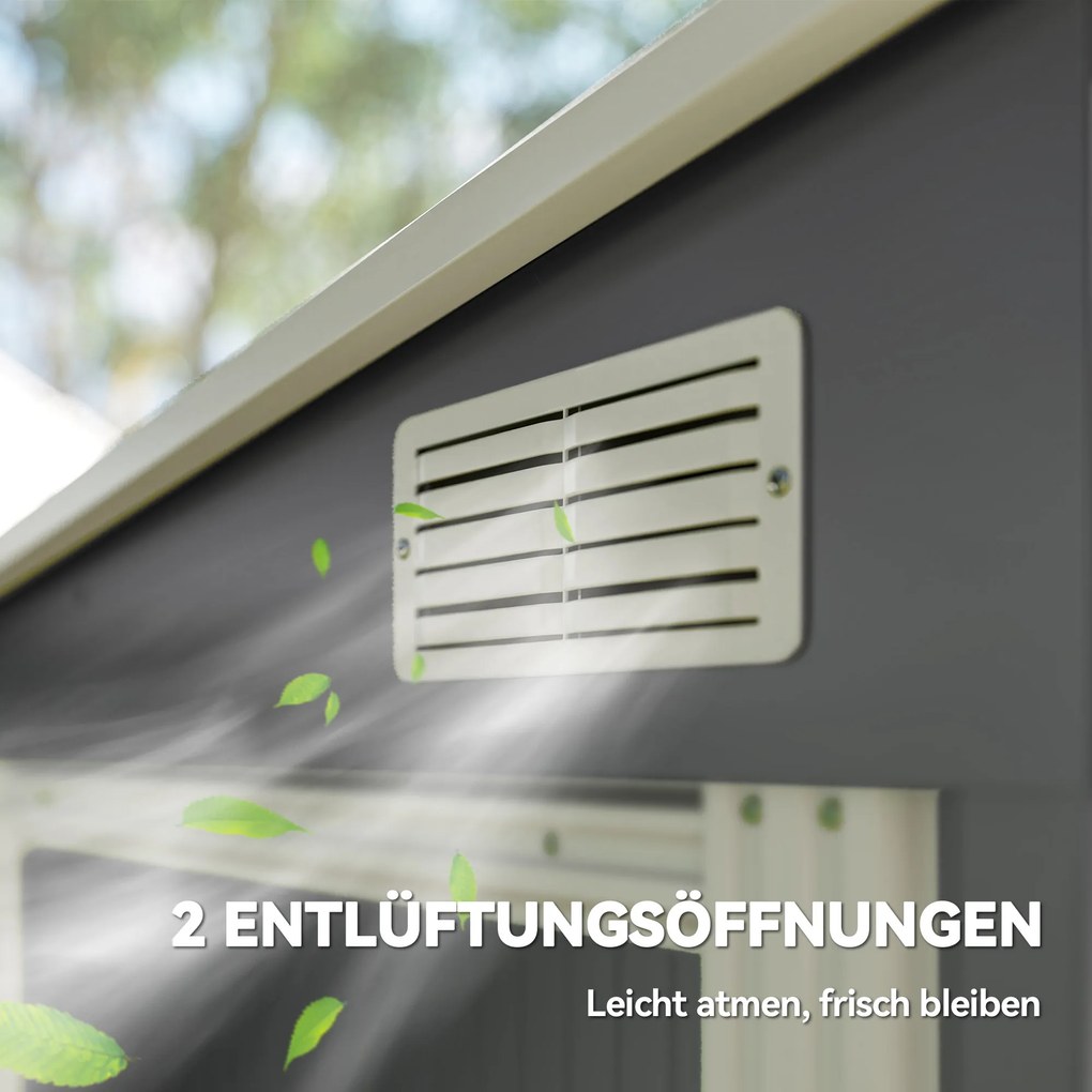 Outsunny Metalowy domek narzędziowy 2,81m² 154x206,5x181 cm domek z dachem jednospadowym fundament