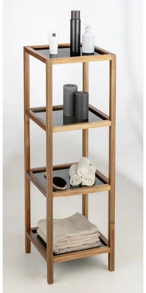 Czarno-naturalny szklany regał łazienkowy 36x112 cm Fondi – Wenko