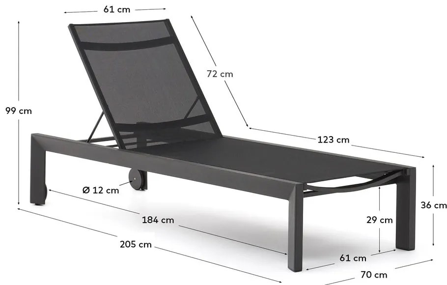 Czarny metalowy leżak ogrodowy Canutells – Kave Home