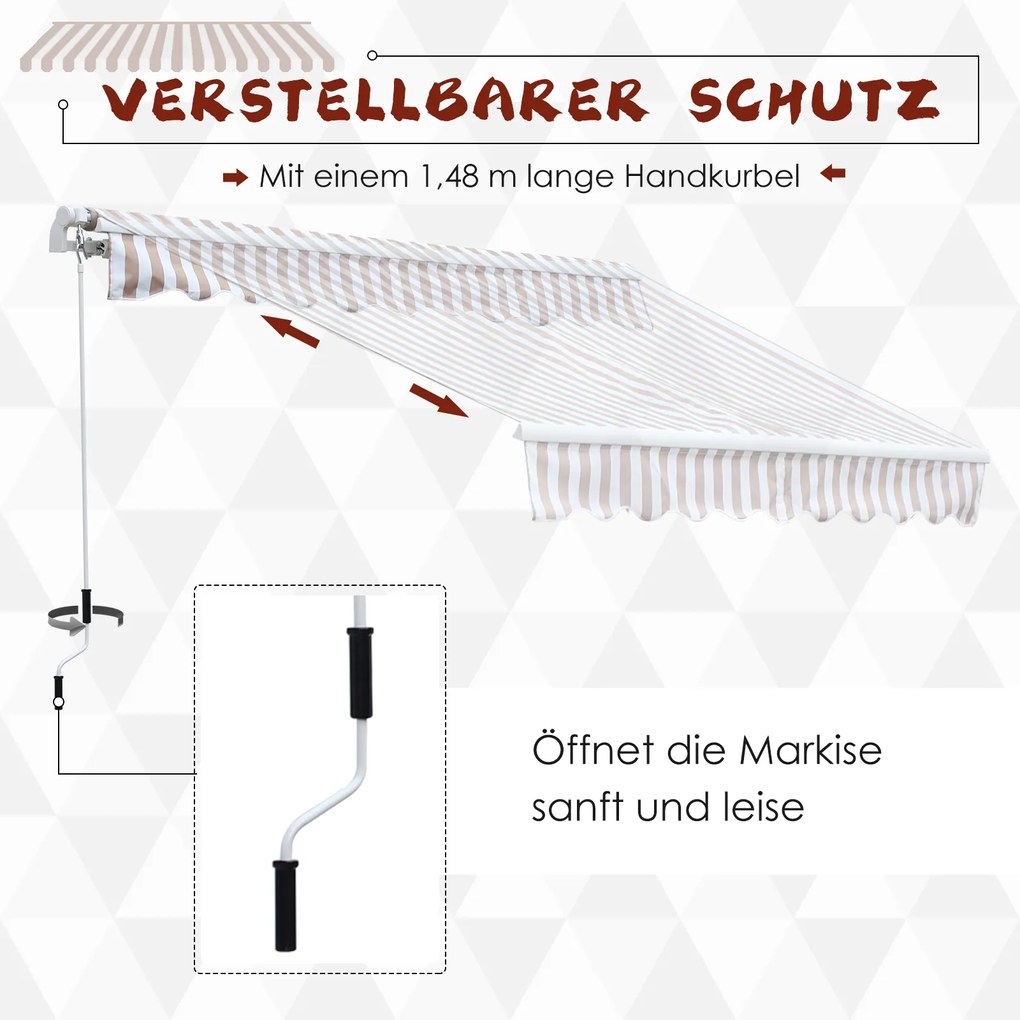 Outsunny Markiza z korbą, przegubowym ramieniem, montaż ścienny, aluminium, beżowa, 3x2,5m | Aosom PL