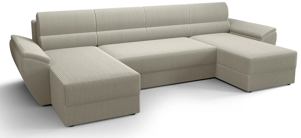 Beżowy narożnik w kształcie U z pojemnikiem K7-N80