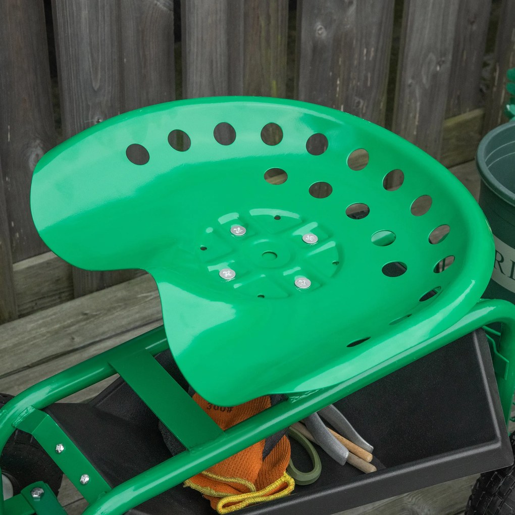 Outsunny wózek ogrodowy z regulowanym siedziskiem do 150 kg solidna konstrukcja praktyczny design | Aosom PL