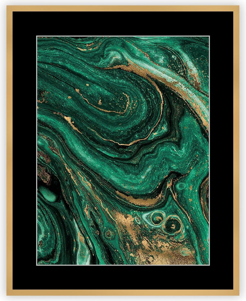 Obraz Abstract Green&Gold II 40 x 50 cm
