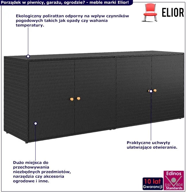 Czarna duża szafka balkonowa gospodarcza K8-W92