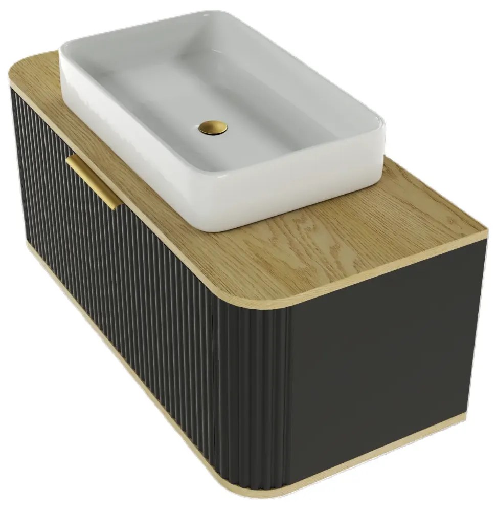 Szafka pod umywalkę nablatową RIVELA 1S 80cm czarna STRAMA