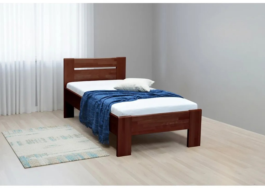 Łóżko pojedyncze AMBER 90x200 cm, ciemny orzech