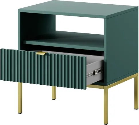 NAYA Stolik nocny S 54 zielony (LABRADOR) | złoty stelaż