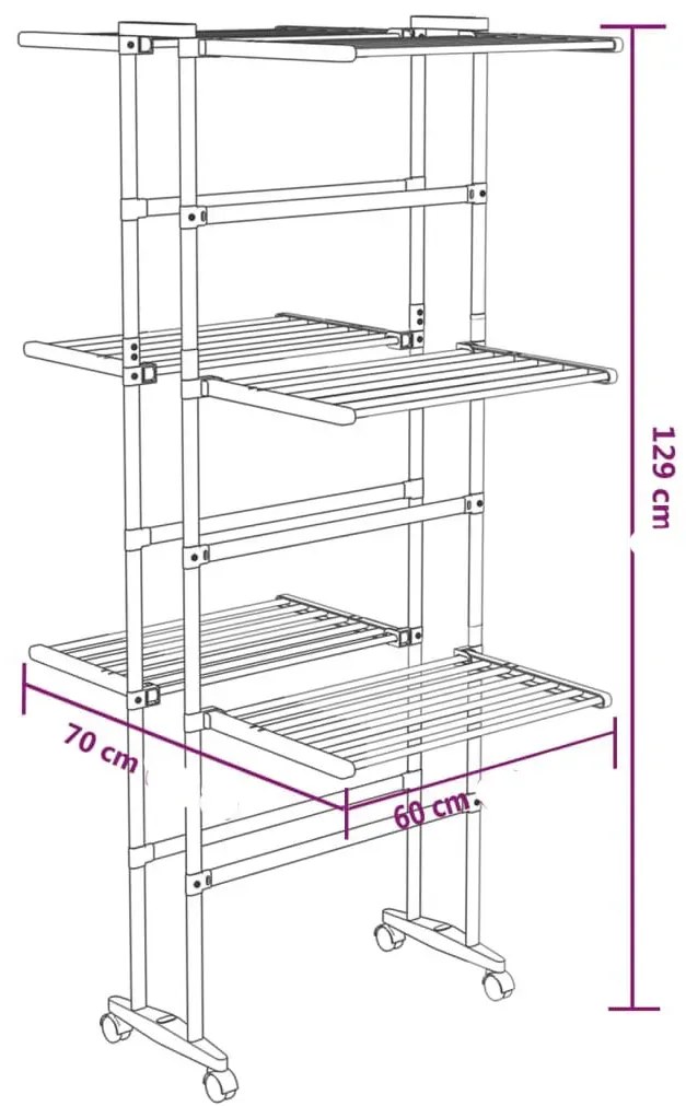 Trzypoziomowa mobilna suszarka na pranie - Osta