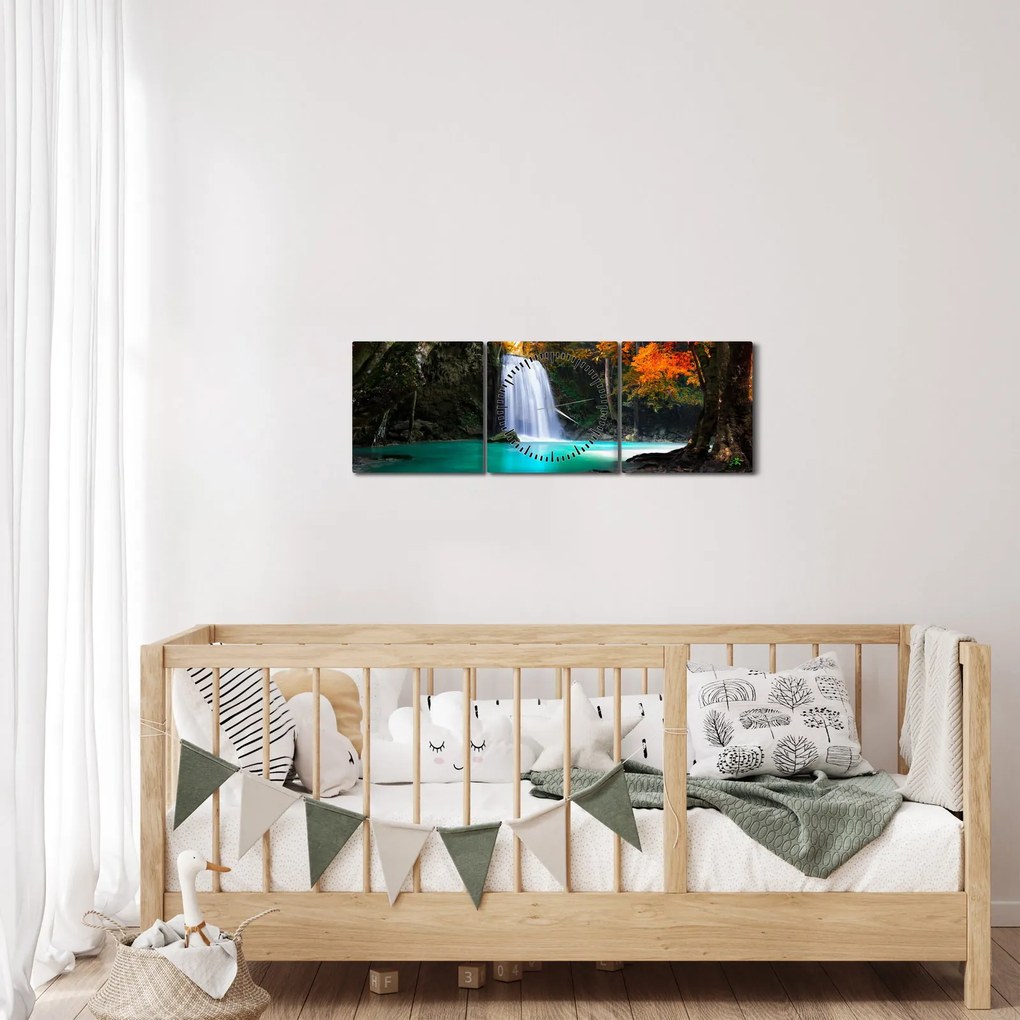 Obraz - Szmaragdowa Laguna (z zegarem) (90x30 cm)