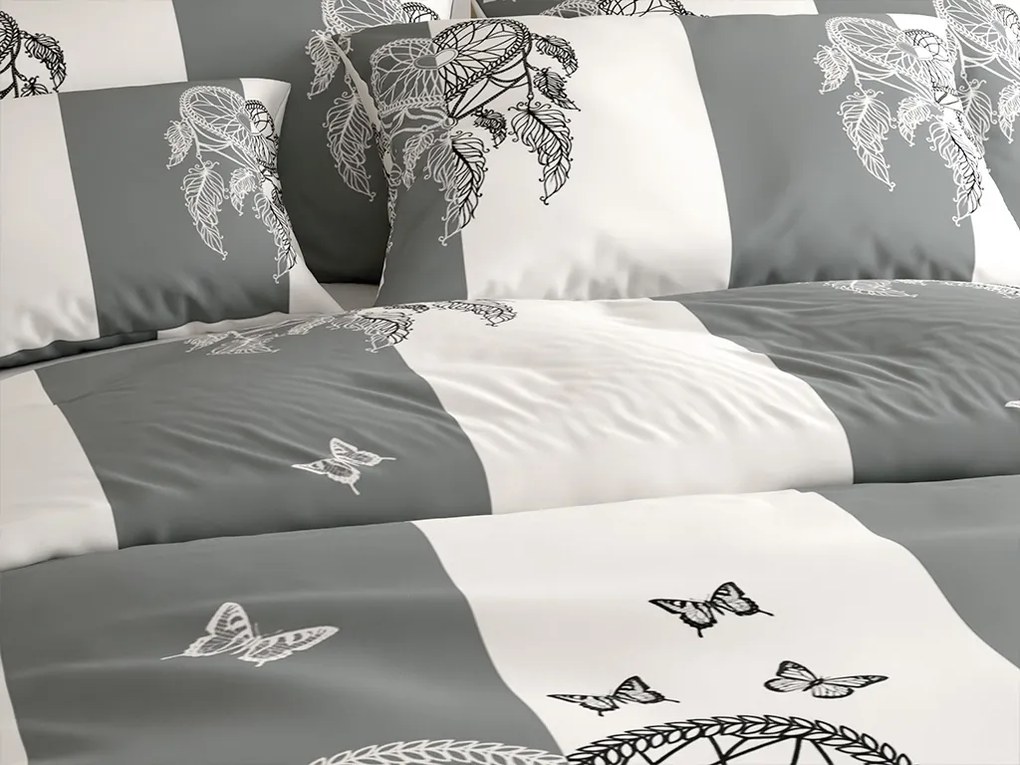 PrzytulneMieszkanie.pl PrzytulneMieszkanie.pl Bawełniana pościel TIRSO POLY szaro-biała Rozmiar pościeli: 2 szt 70 x 90 cm | 200 x 220 cm