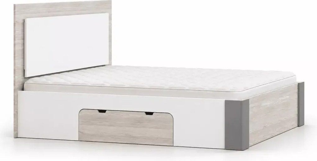 Łóżko Arion 160x200 z pojemnikiem szufladą LED białe kathult sypialnia dwuosobowe