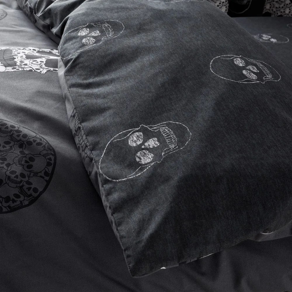 Ciemnoszara pościel dziecięca dwuosobowa 200x200 cm Skulls – Catherine Lansfield