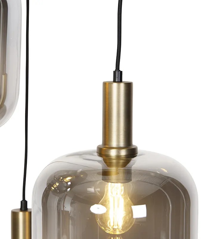 Designerska lampa wisząca czarna ze złotem i dymionym szkłem 3-światła - ZuzannaDesignerski Oswietlenie wewnetrzne