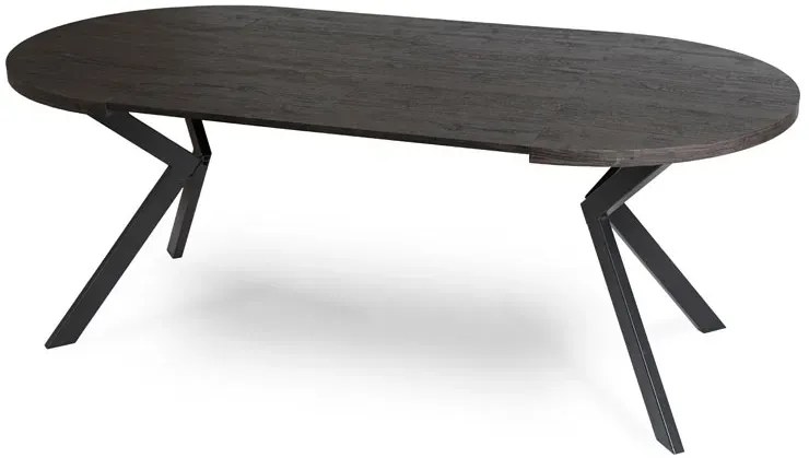 Okrągły czarny rozkładany stół w stylu loft E8-P61
