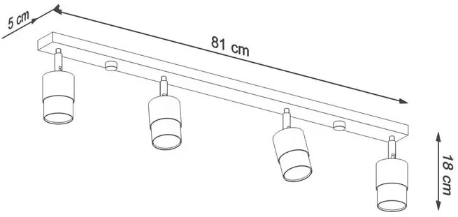 Czarno-złoty plafon z 4 reflektorami - 2S A181 Z7-L15