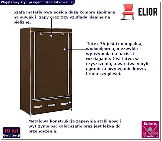 Brązowa składana materiałowa szafa K6-Z32