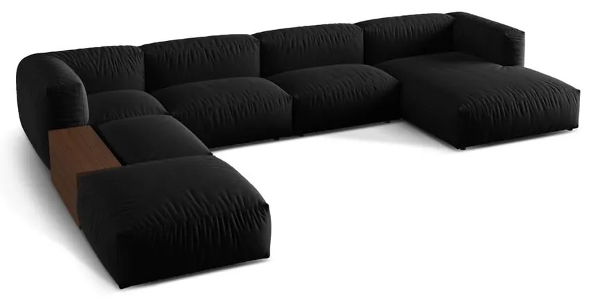 Czarny narożnik modułowy (lewostronny/w kształcie litery U) Martina – Micadoni Home