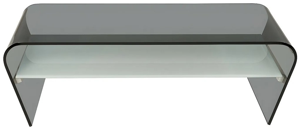 Stolik kawowy - Szkło hartowane czarne - Półka biała lakierowana - KELLY