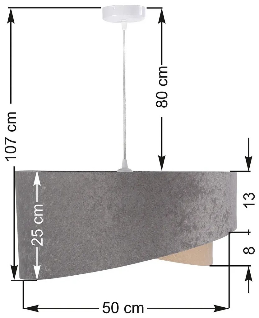 Szaro-złota welurowa lampa wisząca - EX987 Zarrax