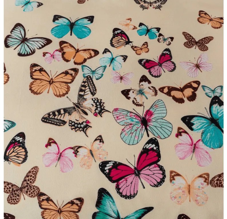 PrzytulneMieszkanie.pl PrzytulneMieszkanie.pl Flanelowa pościel z mikrofibry VIVA BUTTERFLY kremowa Rozmiar pościeli: 2 szt 70 x 90 cm | 200 x 220 cm
