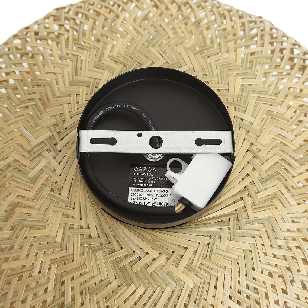 Lampa sufitowa Japandi bambusowa 42 cm IP44 - Moana