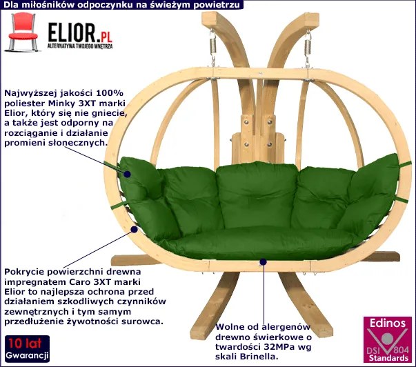 Zielony fotel kula do ogrodu D6-Z15