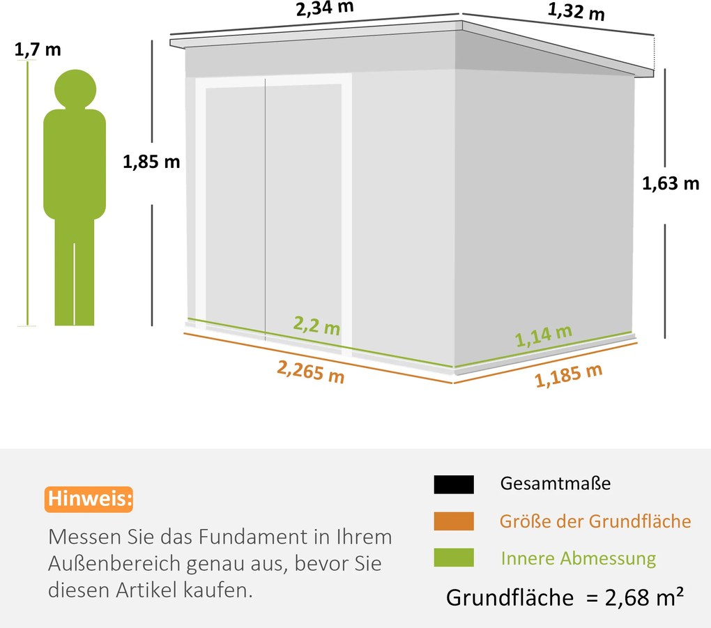 Outsunny Metalowy domek narzędziowy 2,68 m², zamykany domek z 3 drzwiami, wentylacja, dach jednospadowy, rękawice | Aosom PL