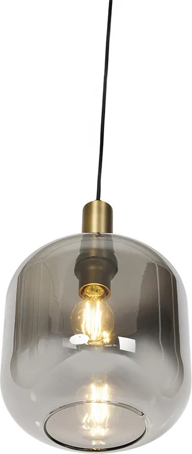 Inteligentna lampa wisząca czarna ze złotem i dymionym szkłem w tym Wifi G95 - Zuzanna