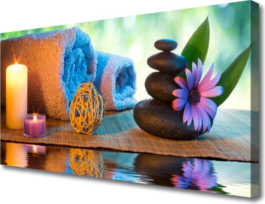 Fotoobraz na płótnie Atmosfera Spa: Świece i Kwiaty