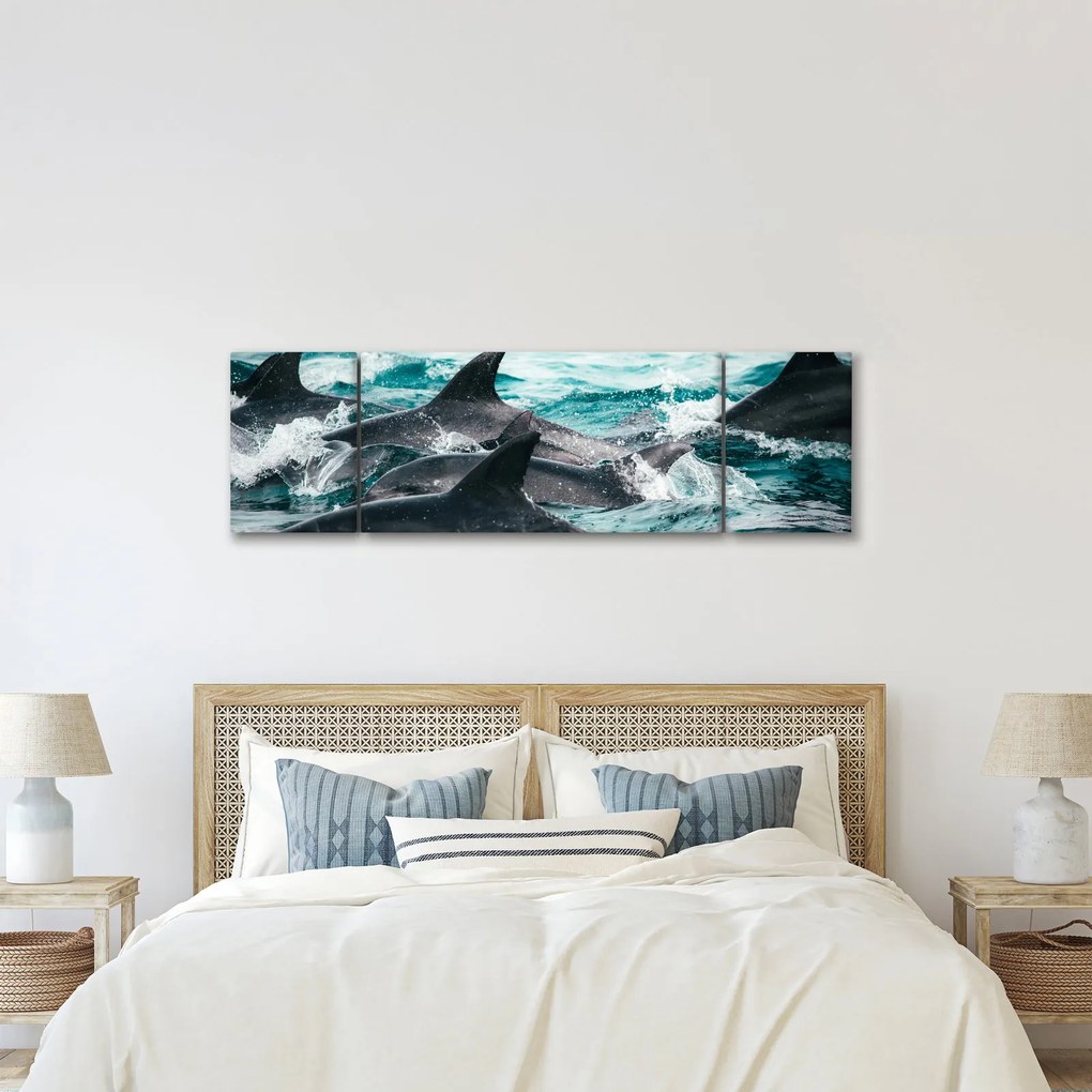 Obraz - Delfiny w oceanie (170x50 cm)