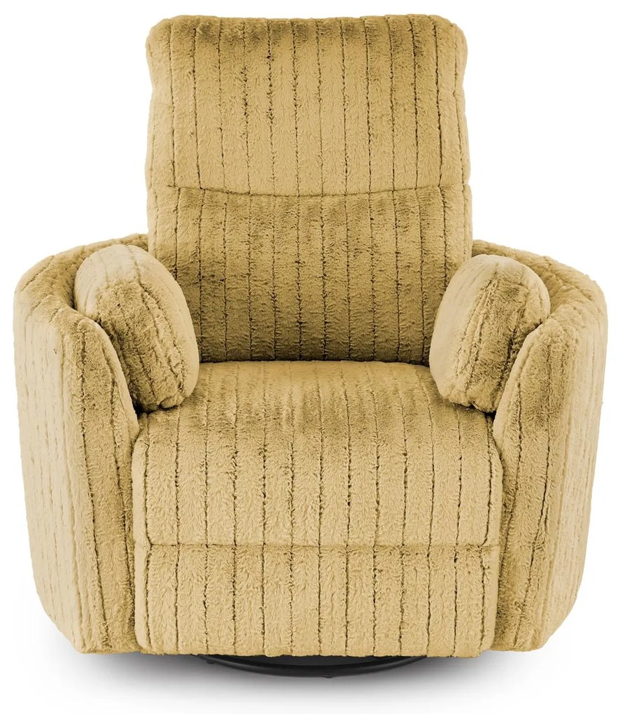 Fotel wypoczynkowy obrotowy elektrycznie rozkładany, bujany PEGAS musztarda