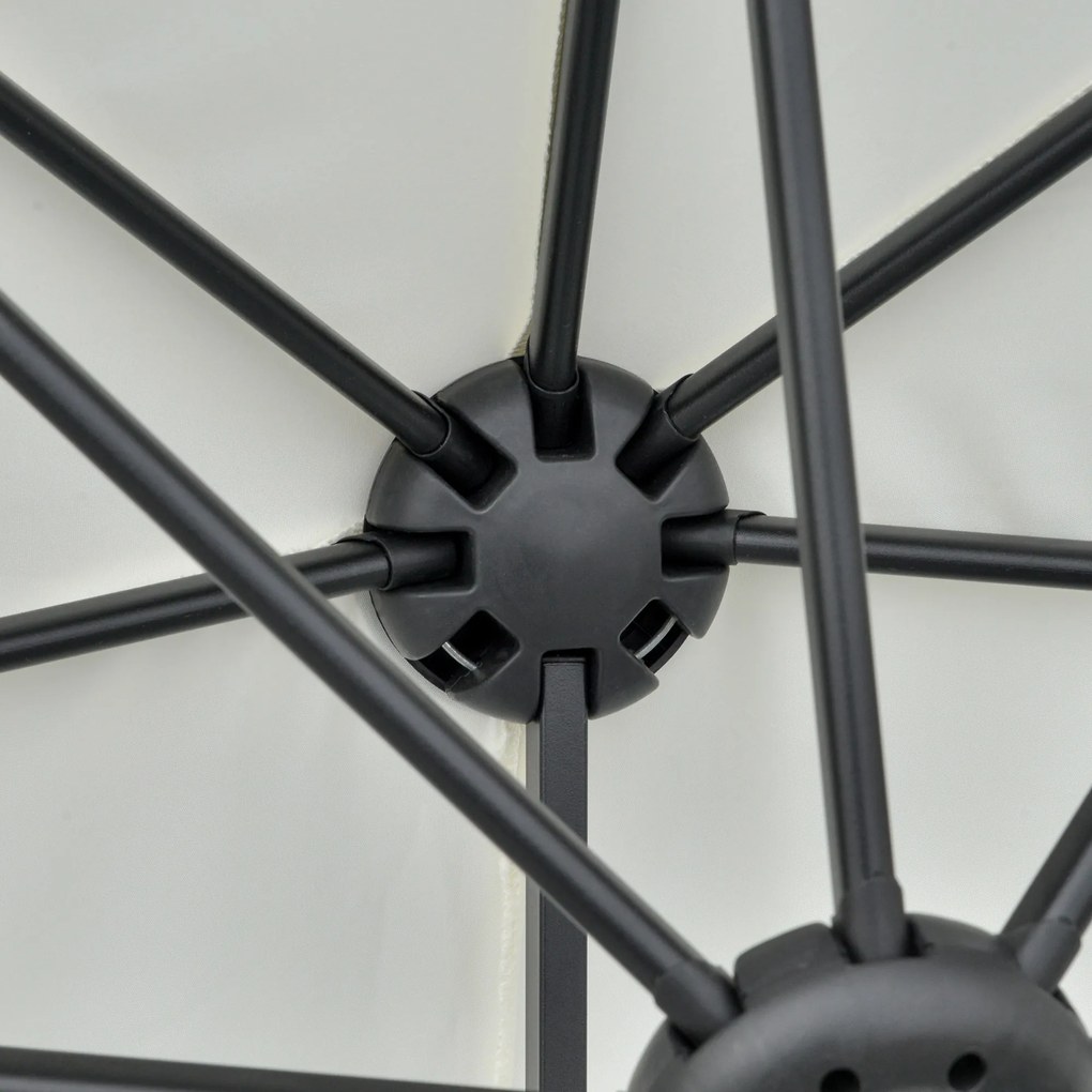 Outsunny Półokrągły Parasol 1,9 x 2 m Podwójny Parasol z Ręczną Korbą, Kremowy | Aosom PL