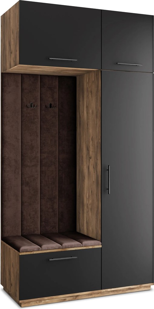 Masseno Garderoba REMA 120/240/60 cm Nowoczesna Szafa do Przedpokoju Dąb lefkas, MONOLITH 29 (Brązowy)