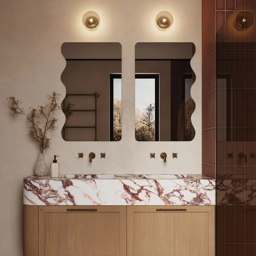 Lustro dekoracyjne oszlifowane bez podświetlenia WAVE | Różne rozmiary | Różne kolory : Kolor tafli szkła - Grafit, Rozmiar - 60 x 120 cm