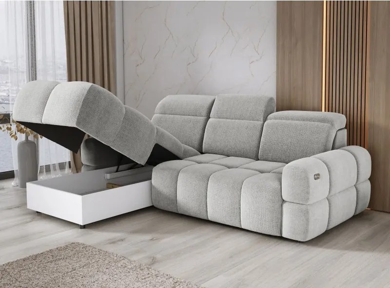 Narożnik MATEO S Wolnostojący Lewostronny Tkanina Memphis 16 kolor Złamana biel WERSAL