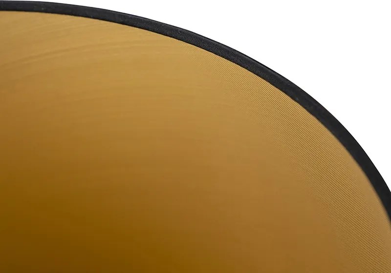 Abażur bawełniany czarny 35/30/20 ze złotym wnętrzem