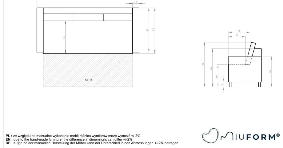 Granatowa aksamitna rozkładana sofa Miuform Tender Eddie