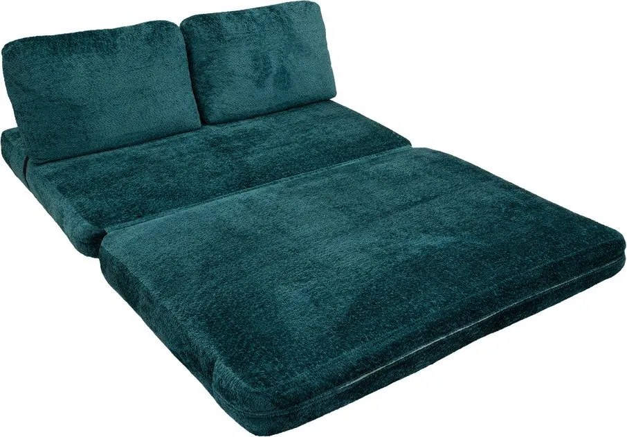 Zielononiebieska rozkładana sofa z materiału bouclé 150 cm Faster – Mauro Ferretti