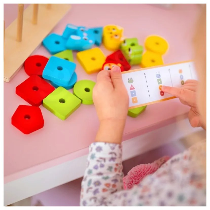 Woopie green układanka montessori piramidka zwierzątka 27 el. fsc