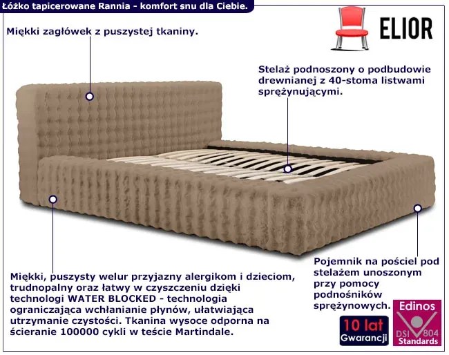 Jasnobrązowe łóżko tapicerowane nowoczesne Rannia Lorines 4X