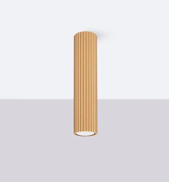 Złota stylowa lampa ryflowana w loftowym stylu 30cm - dąb sonoma D293 M0-E48