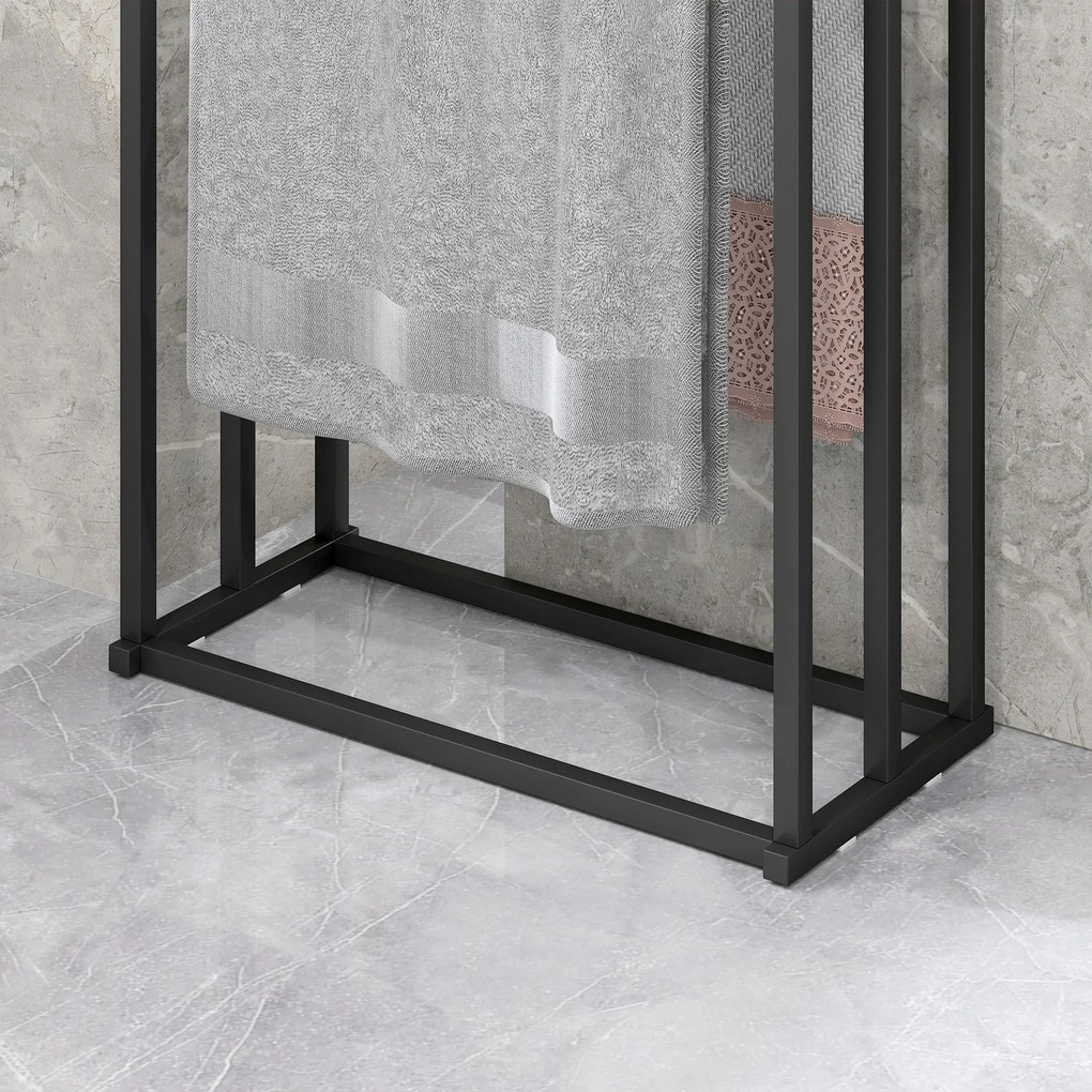 HOMCOM Stojak na ręczniki stojący z 3 drążkami, drabinka ze stali 45 x 21,5 x 85 cm