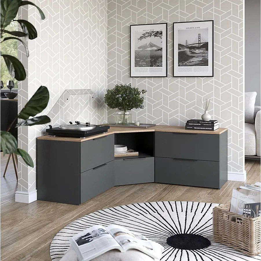 Ściana w salonie antracyt/sonoma 68x68x50 wido