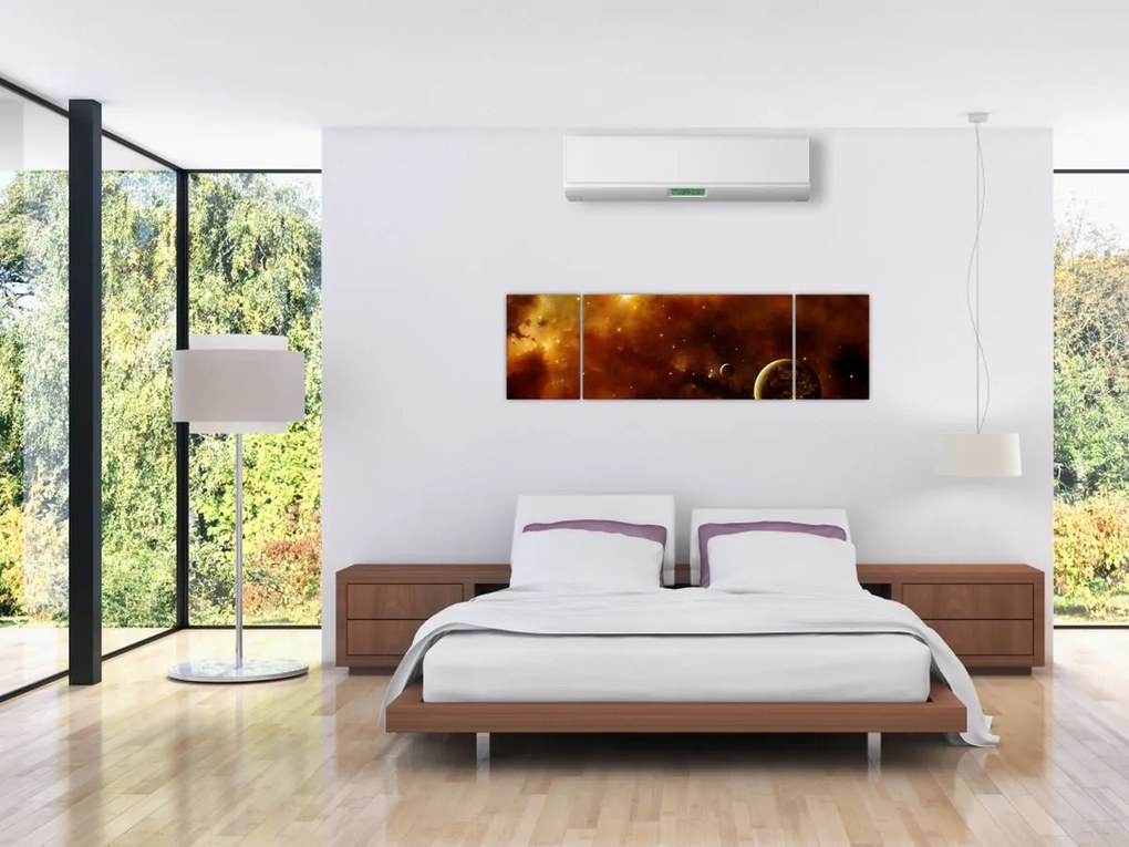 Obraz - Planety z mgławicą (170x50 cm)