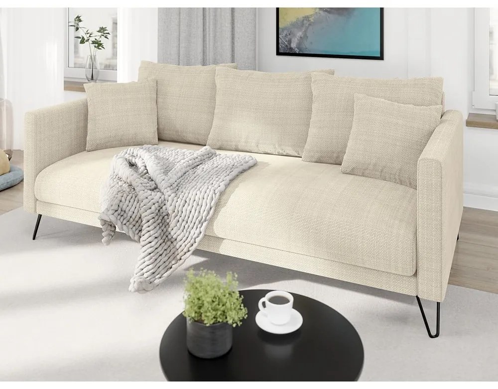 Kremowa sofa z tkaniny szenilowej 200 cm Freya – Ropez