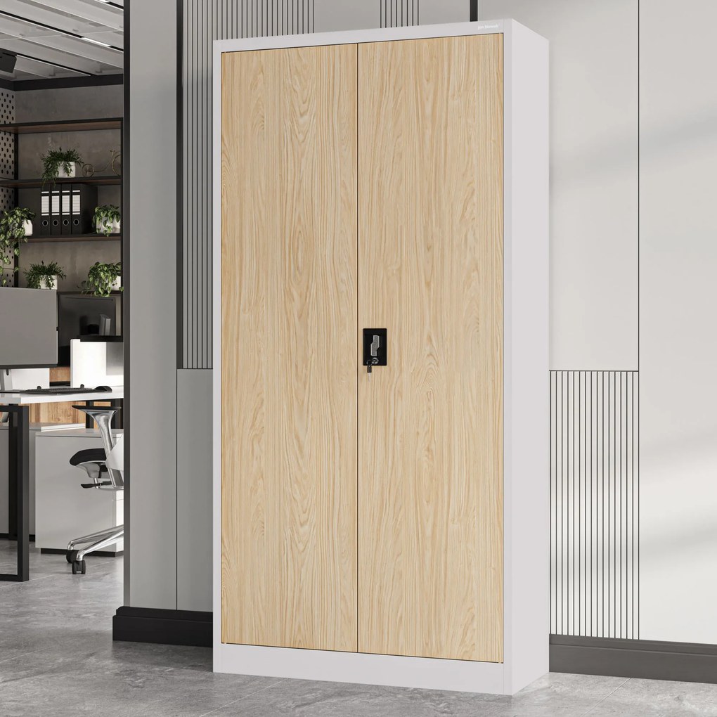 Szafa biurowa na dokumenty z 4 półkami szara/dąb sonoma, 900x1850x400 mm: JAN Eco Design