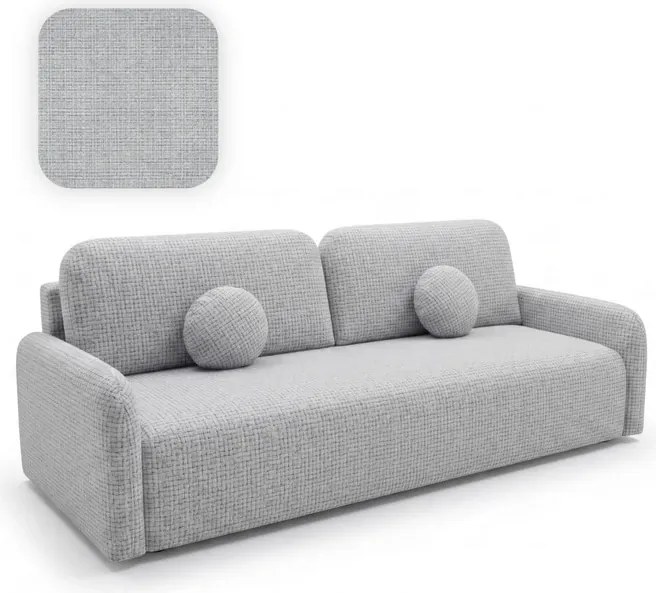 Sofa DUO Rozkładana Dwuosobowa Szara Szenil Japandi