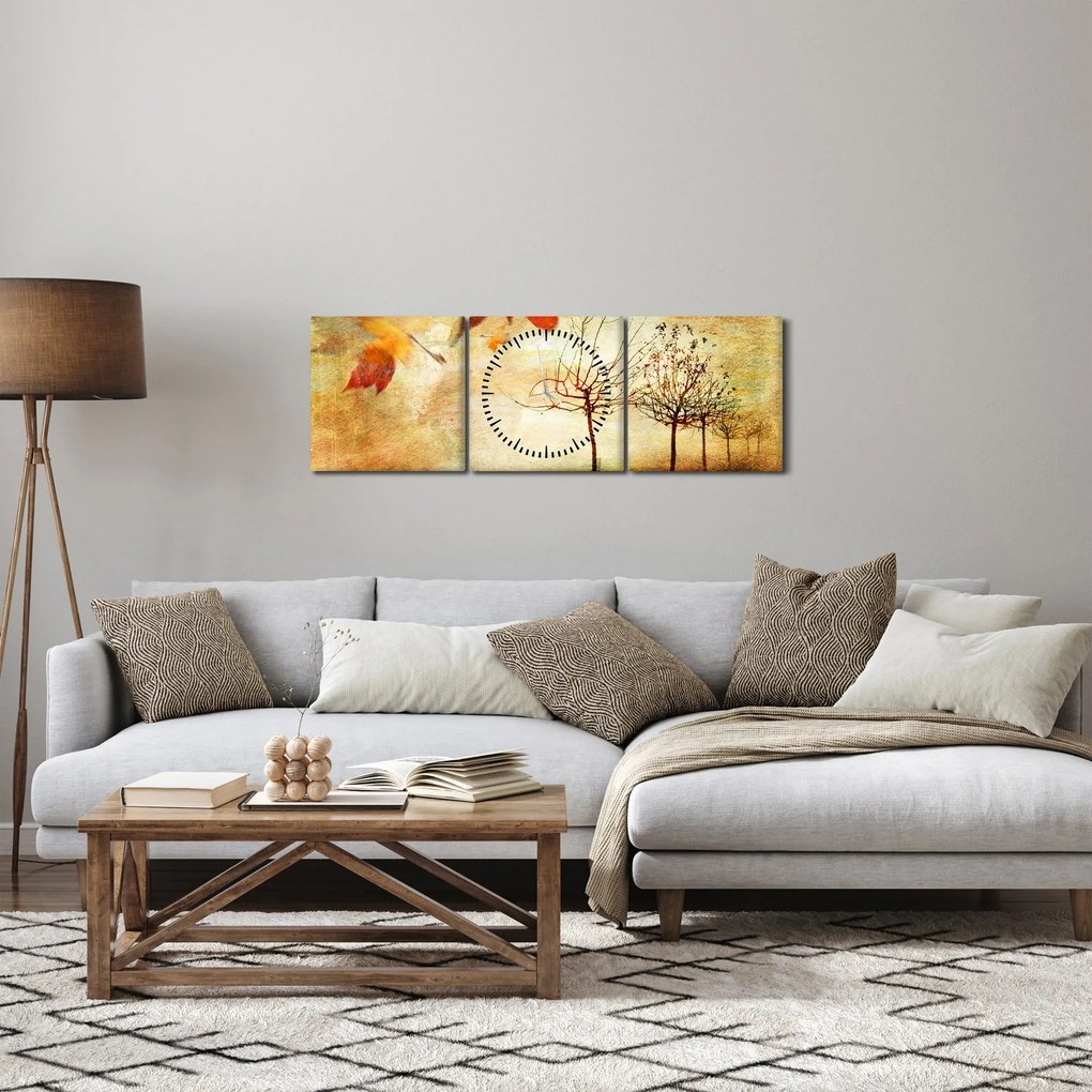 Obraz - Jesienny nastrój (z zegarem) (90x30 cm)