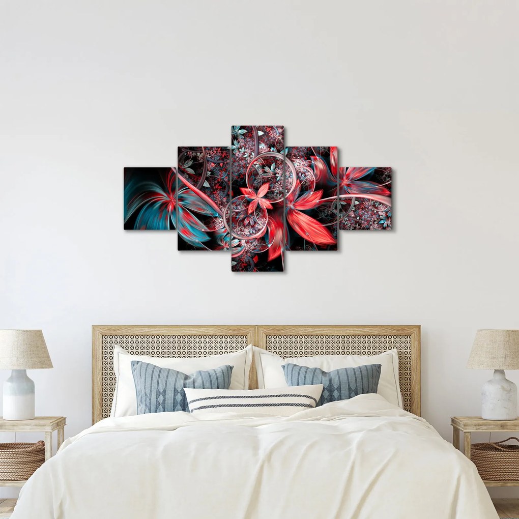 Abstrakcyjny obraz egzotycznych kwiatów (125x70 cm)